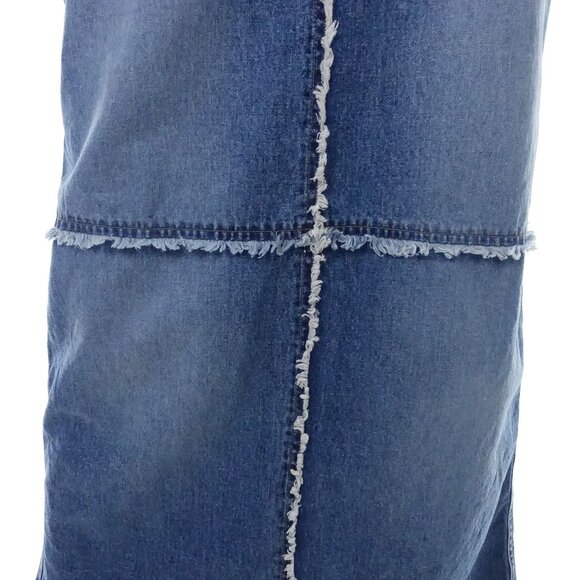 Vintage Ralph Lauren Jeans Patchwork Denim Maxi Skirt Raw Hem 1990s Y2K Size 6 - Picture 7 of 10
